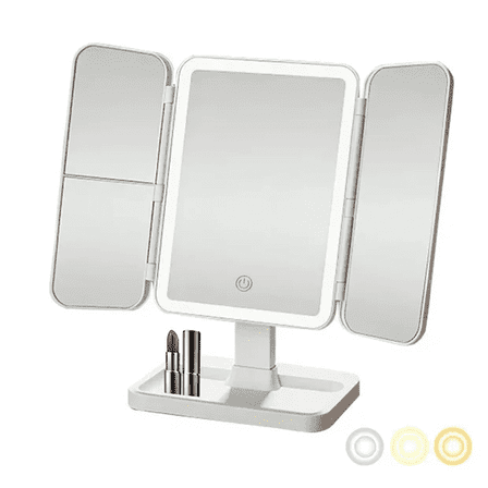 Folding LED Makeup Mirror with Three Light Settings for Home Use