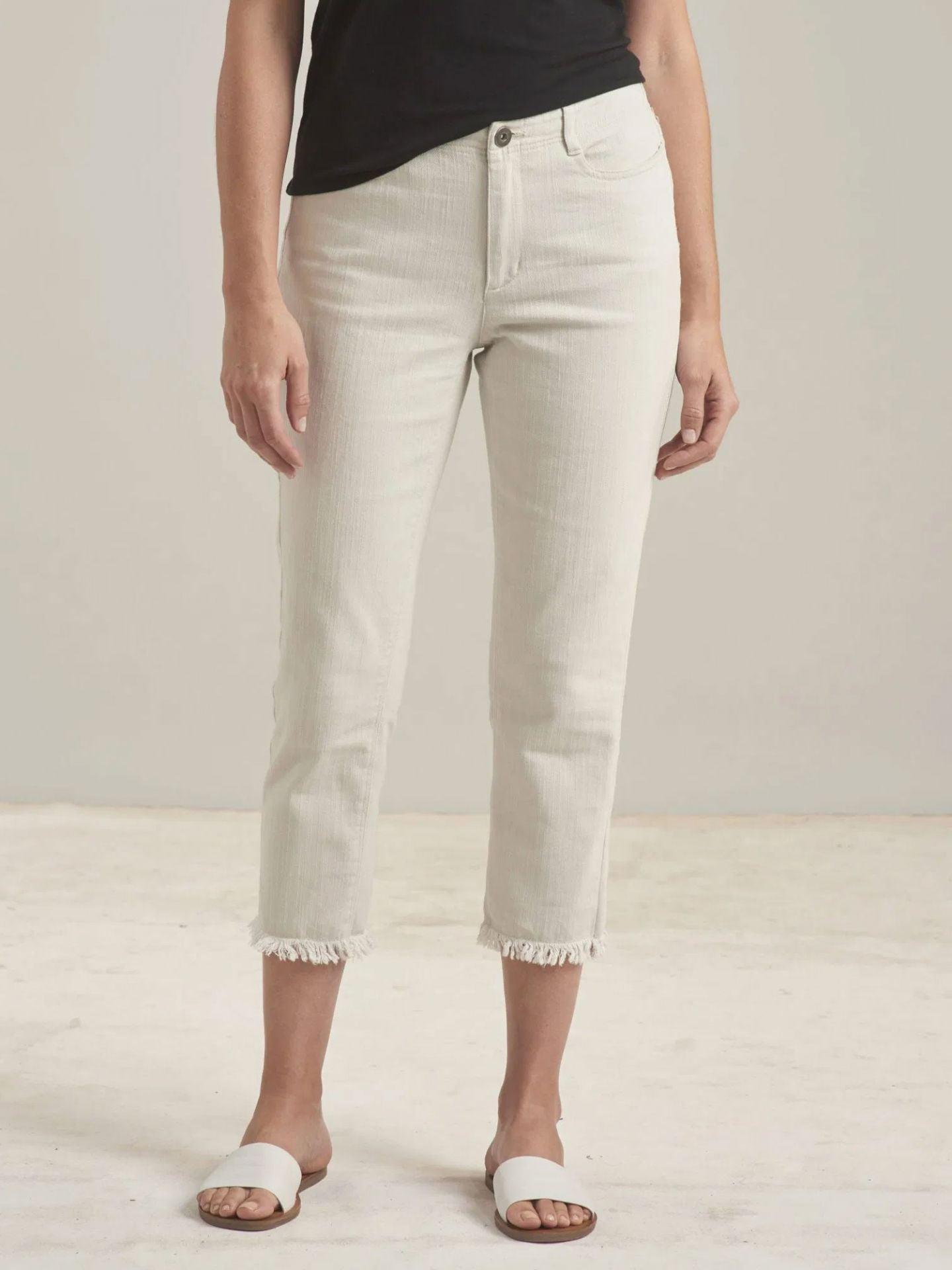 stretch denim capri jeans