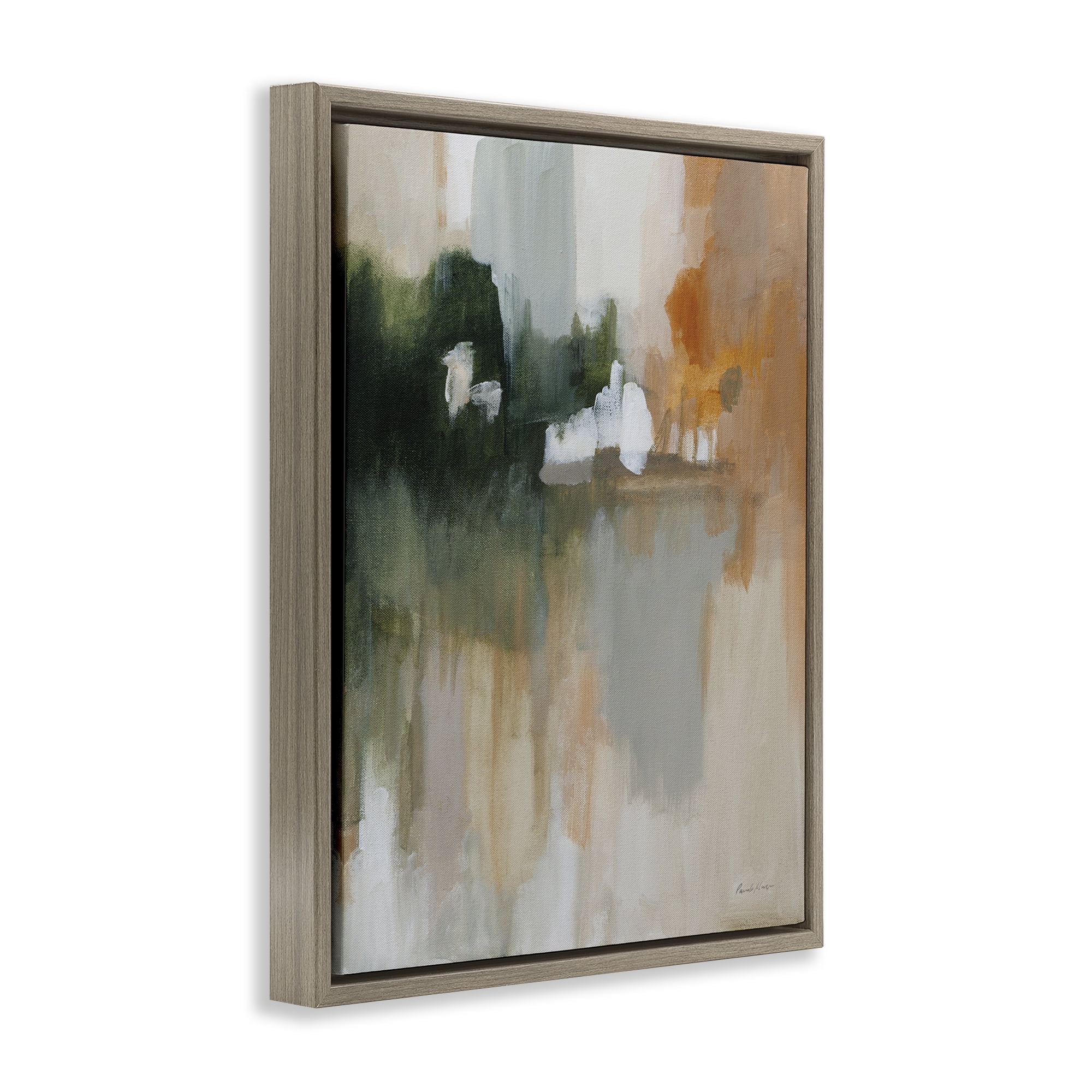 Stupell Industries Forest Secrets Abstraction Abstract Painting Brown Floater Framed Canvas Art Print Wall Art, 17 x 21