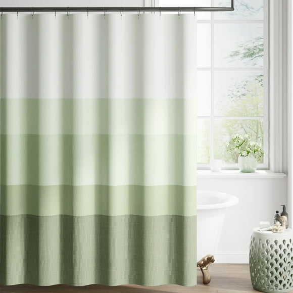 Curtainking Bathroom Window Curtain Ombre Green Shower Curtain with 12 Hooks For Bathroom, 70x72 inch, 1 Panel
