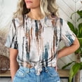 thumbnail image 2 of XMMSWDLA Women's Summer Solid Short Puff Round Neck Workwear Office Blouse Top Multicolor Plus Size Tops, 2 of 4
