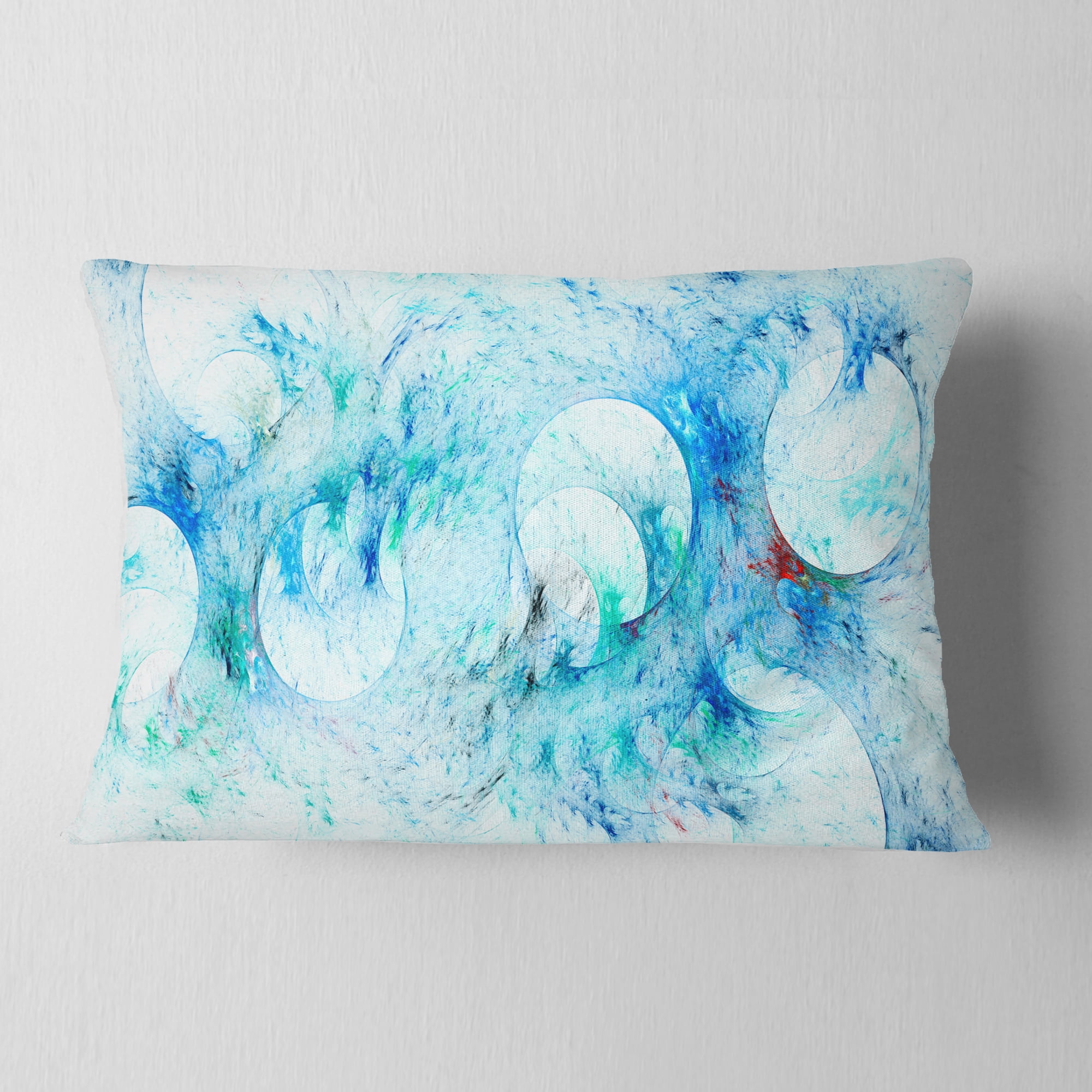 Designart Blue White Fractal Glass Texture - Abstract Throw Pillow - 12x20