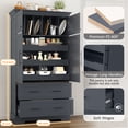 thumbnail image 5 of Harper & Bright Designs Tall Farmhouse Kitchen Pantry with 4 Doors, Dining Storage Cabinet with Pull-Out Trays, Freestanding Storage Cabinets with Drawers and Cake Pan Storage Organizer, Grey, 5 of 20