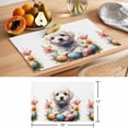 thumbnail image 6 of Easter Puppy Placemats Set of 8, Cartoon Cute Dog Green Orange Red Eggs Spring Pink Floral Leaf Non-Slip Place Mats Washable Table Mats for Kitchen Dining Table Decorations Indoor/Outdoor, 6 of 9