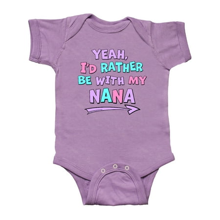 

Inktastic Yeah I d Rather be with My Nana in Pink Blue and Purple Gift Baby Boy or Baby Girl Bodysuit