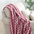 thumbnail image 5 of Bourina Fluffy Chenille Knitted Fringe Throw Blanket, Lightweight Soft Cozy Bed Sofa Chair Blanket, Rose Wine, 50" x 60", 5 of 8