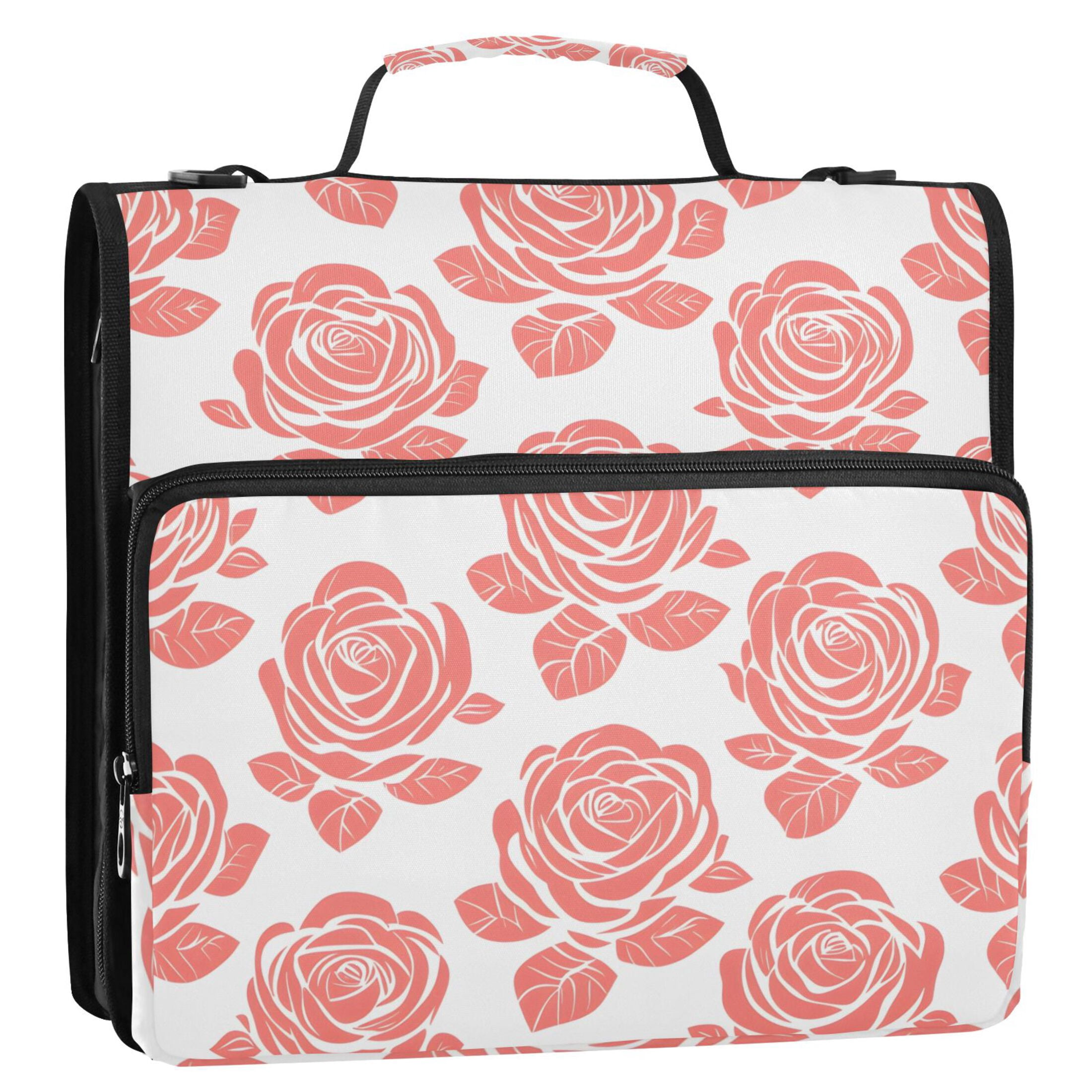 ALAZA Zipper Binder Rose Flower 3 Ring Trapper Keeper File Folder Organizer Bag