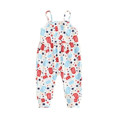 

Hirigin Girls 4th of July Jumpsuit Sleeveless Stars Popsicle Print Romper