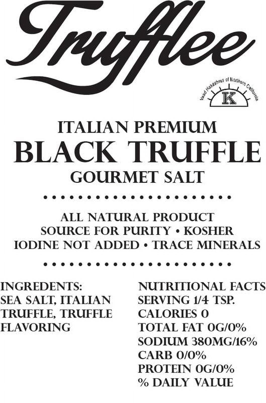 Truffle Salt  - Mouthwatering Topping - Black Truffles & Kosher Sea Salt Perfectly Combined - Highly Rated - 3 oz.