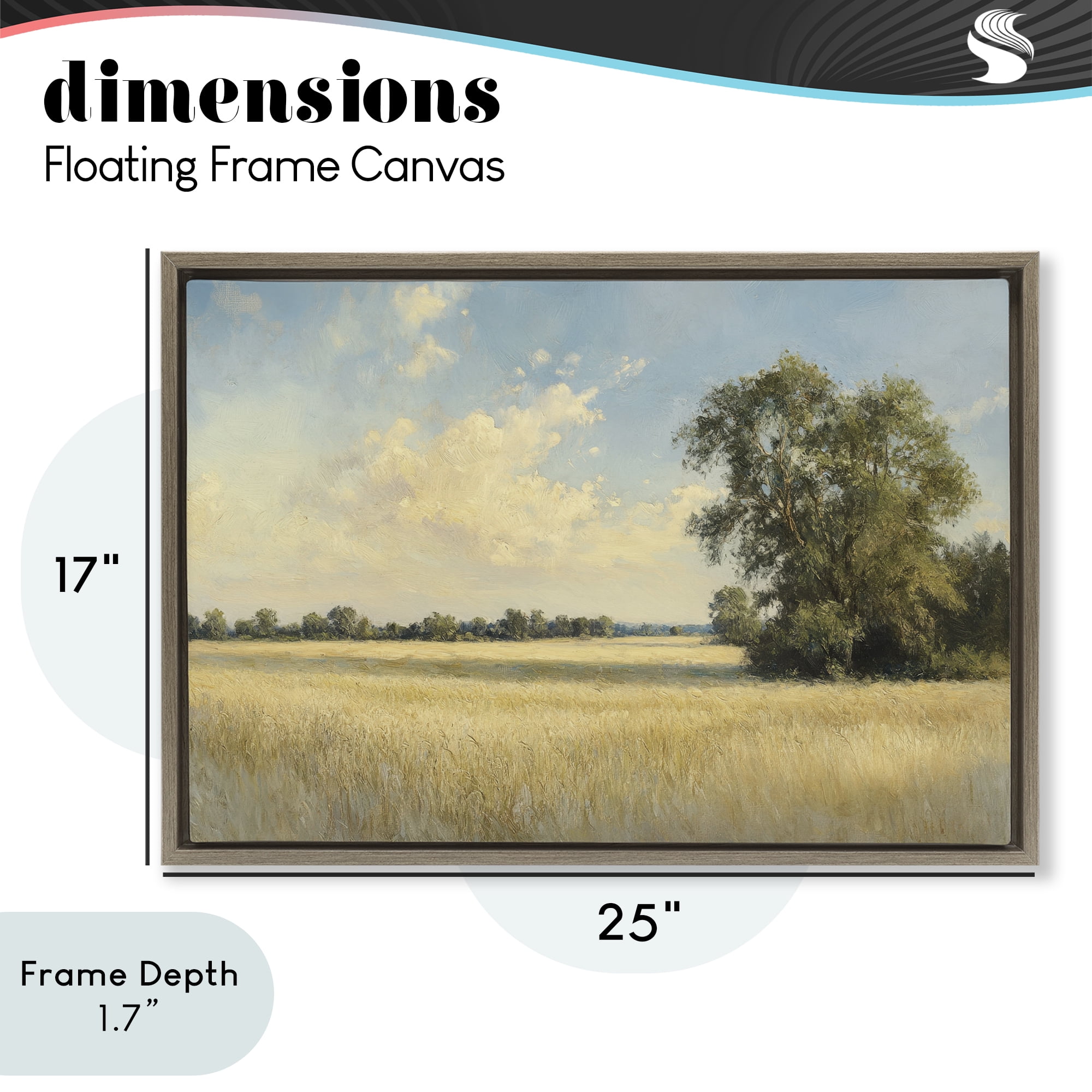 Stupell Industries Serene Wheat Field at Noon Brown Framed Floater Canvas Wall Art, design by Petal Prints Design