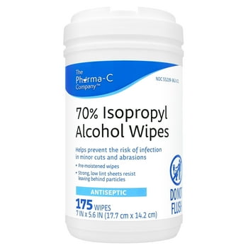 Pharma-C 70% Isopropyl Alcohol Wipes, First Aid Antiseptic, 175 Count