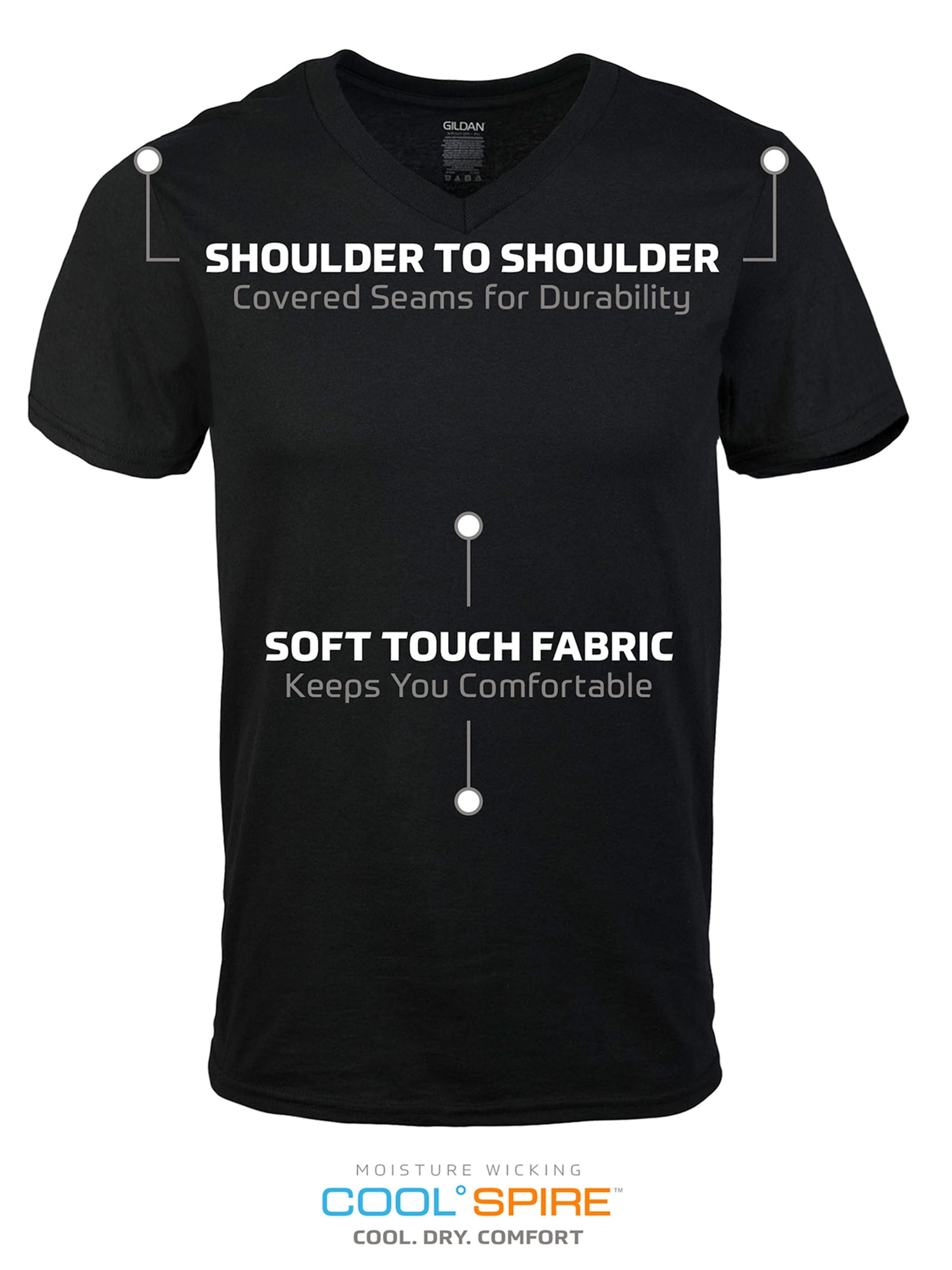 Men's Short Sleeve V-neck T-Shirts Assorted Color T-shirt up to 2XL, 5-pack, Black, Sport Grey, Charcoal, Military Green, X-Large