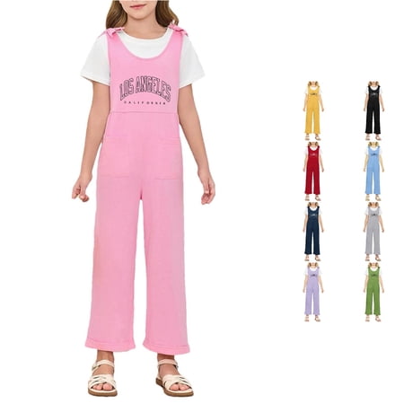 WDDDD Girls Round Neck Comfortable Stylish School Dress 5-14 Years Pink 120