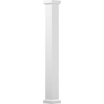 6" x 8' Endura-Aluminum Empire Style Column, Square Shaft (Load-Bearing 12,000 lbs), Non-Tapered, Gloss White Finish w/ Capital & Base