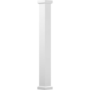 6" x 8' Endura-Aluminum Empire Style Column, Square Shaft (Load-Bearing 12,000 lbs), Non-Tapered, Gloss White Finish w/ Capital & Base