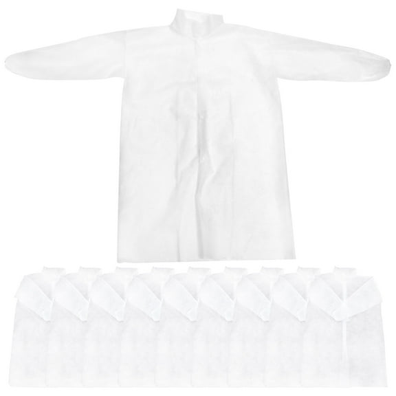 LEORX 10Pcs Long Sleeve Lab Coat with Certified Non-Woven Fabric for Men and Women in Labs