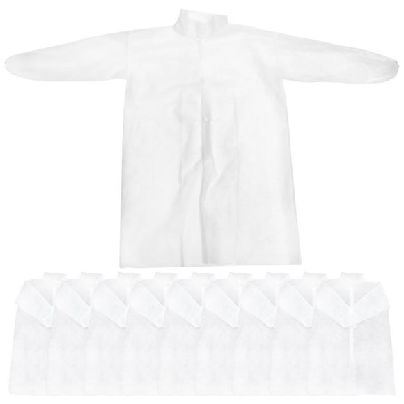 10pcs Disposable Laboratory Coat Long Sleeve Laboratory Coat Working Clothes