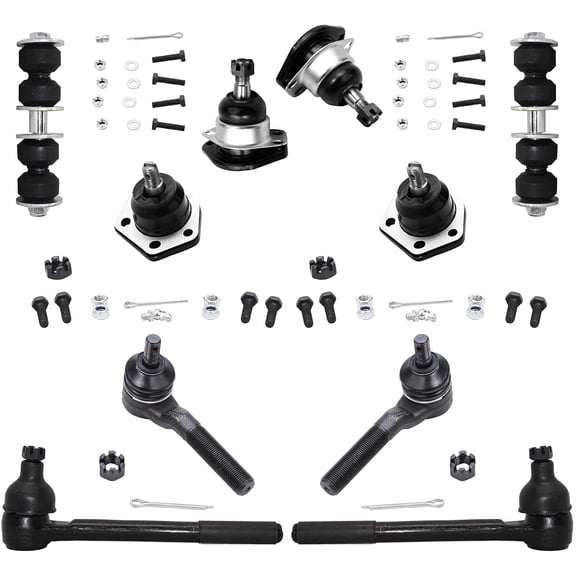 Detroit Axle - 4x4 Models Only - Complete 10-Piece Front Suspension Kit Front: All Four Tie Rod Ends, All Four Ball Joints, 2 Sway Bar Links Fits select: 1997-1998 CHEVROLET S TRUCK S10