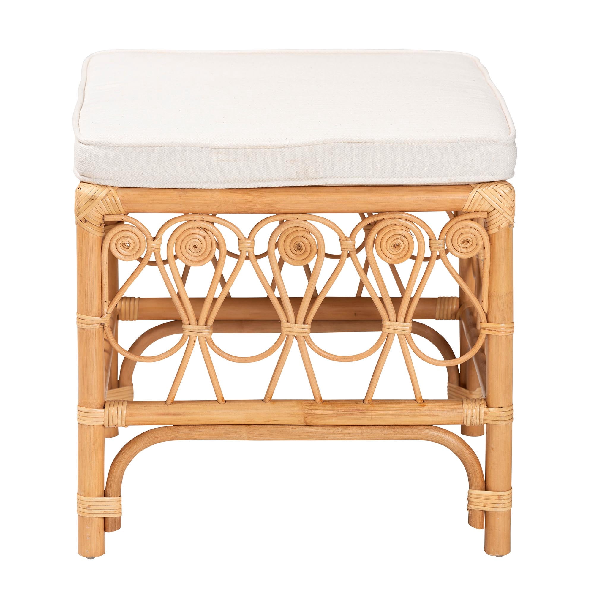 bali & pari Ibiza Modern bohemian Natural Brown Rattan Footstool