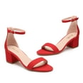 thumbnail image 5 of Zhabtuc Women's Low Chunky Heel Sandal Ankle Strap Open Toe Block heels Party Dress Shoes for Lady Red Size 8.5, 5 of 6