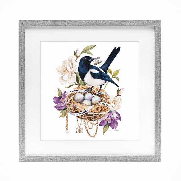 Stupell Industries Traditional Glam Birds Nest Magnolia Gray Framed Print Under Glass, 16 x 16, by Amanda Greenwood