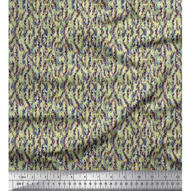 Soimoi Polyester Crepe Fabric Floral Shirting Print Sewing Fabric Yard 42 Inch Wide