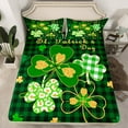 thumbnail image 2 of jejeloiu Lucky Spring Green Clover Full Size Sheets,St Patricks Day Bed Sheets,Green Black Plaid Sheet Sets For Girls Kids,Super Cozy Room Decor,4pcs, 2 of 7