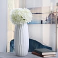 thumbnail image 4 of Cylinder Vase for Living Room Decor - Ceramic Stoneware Flower Vase for Home, Bedroom, House Centerpiece, and Office Table Decor - Modern Textured Design for Mantel and Console - 14", White, 4 of 15