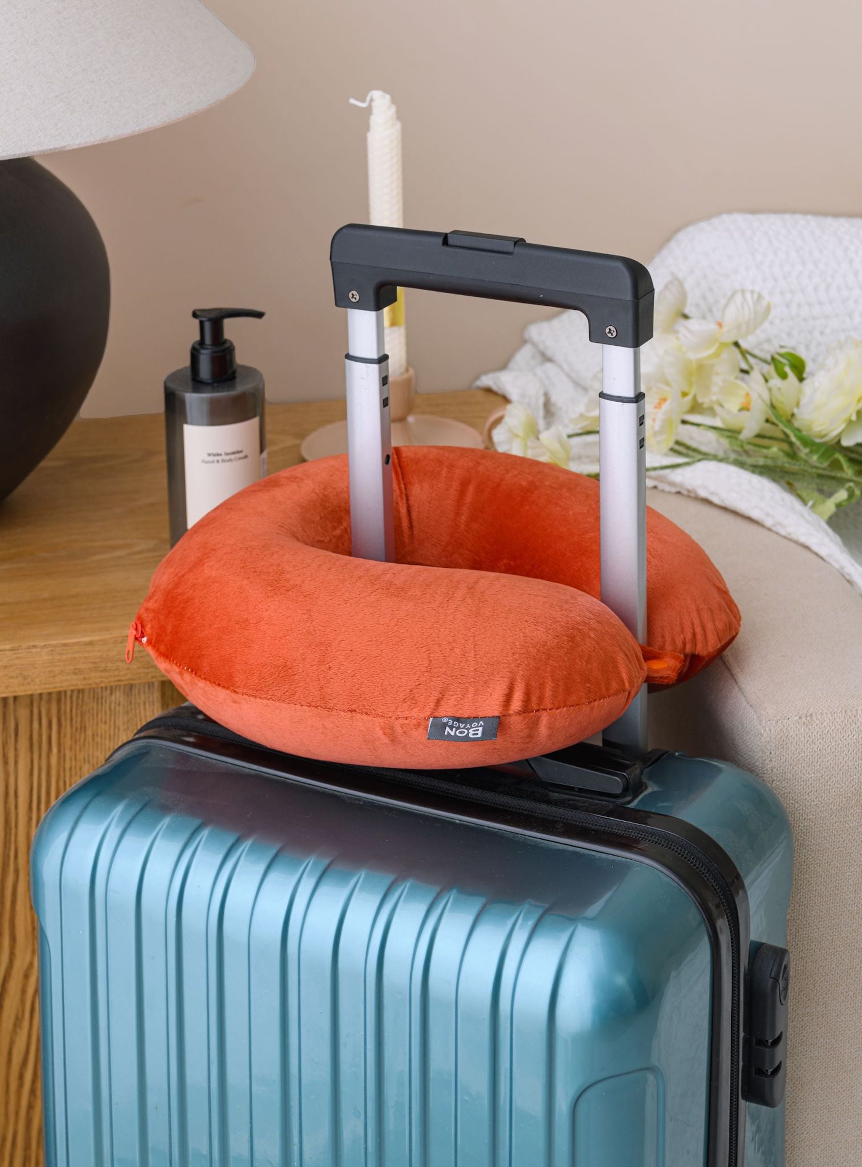 Bon Voyage Classic Memory Foam Travel Neck Pillow, Orange