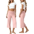 thumbnail image 3 of DHFJKG Yoga Capri Pants For Women Fold Over Low Rise Solid Color Stretchy Soft Cropped Pants Workout Gym Clothes Leisure Trousers, 3 of 6