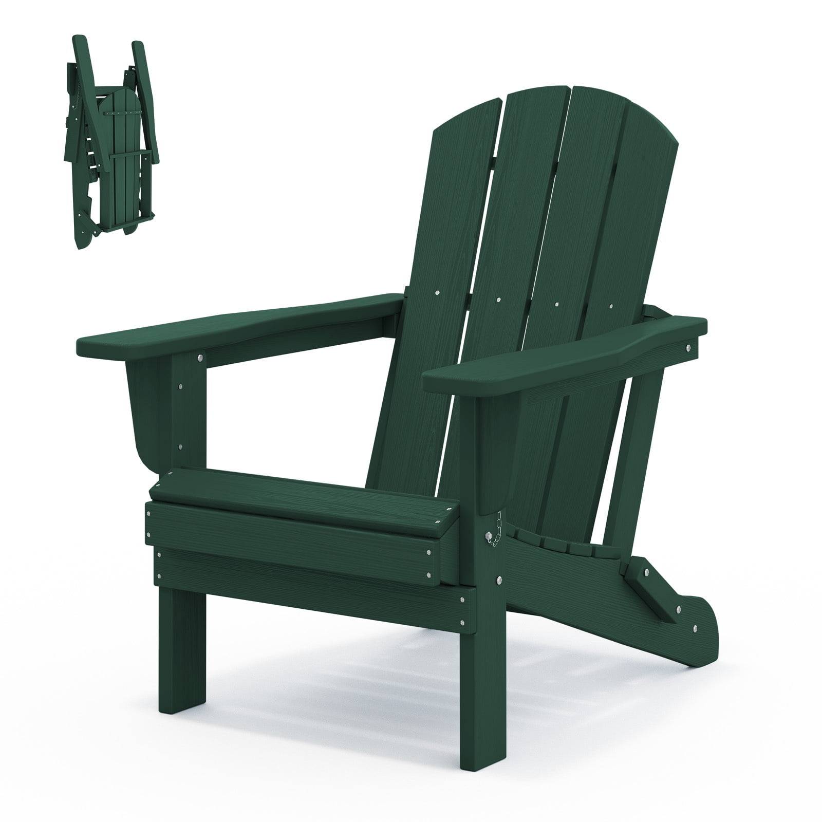 LOYALICE Outdoor Patio Chair, HDPE Plastic Adirondack Chair, Dark Green