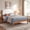 Brown, variant on DRNANLIT Queen Size Mid-Century Modern Platform Bed Frame with Padded Upholstered Headboard - Solid Wood Construction, Tapered Legs, No Box Spring Needed, Brown