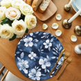 thumbnail image 2 of Navy Blue Spring Floral Round Placemats for Dinning Tables,Heat-proof Braided Table Mats 13 Inch,Summer Flowers Watercolor Botanical Washable Place Mat for Kitchen Restaurant Party Table Decor, 2 of 9