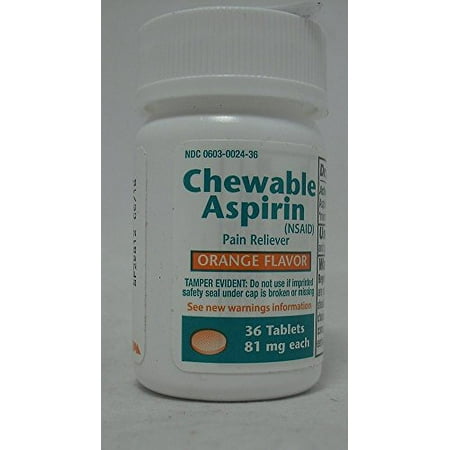 Qualitest Child's Chewable Aspirin Orange Flavor Pain Reliever, 81 mg, 36 Count
