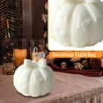 thumbnail image 4 of Bow Pumpkin Shaped Soy Wax Scented Candle, Elegant Floral Embossed Fall Candle, Farmhouse Halloween Tabletop Home Decor & Holiday Gift B, 4 of 5