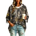 thumbnail image 6 of Womens Lightweight 3/4 Sleeve Leaf Print Hoodie Casual Fashion Top Ideal For Outdoor Leisure And Daily Occasions, 6 of 7