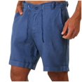 thumbnail image 1 of Mens Sweatpants Fashion Men Cotton Linen Casual Pants Buttons Lacing Waist Pockets Short Pants, 1 of 4