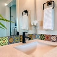 thumbnail image 3 of Mi Alma Blue Green Floral Peel & Stick Tiles - Vinyl Backsplash 8x8, 3 of 10