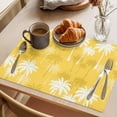 thumbnail image 3 of Tropical Palm Tree Placemats Set of 6 Yellow White Plants Coastal Leaf Beach Place Mats Indoor Wipeable Table Mats Washable Cloth Dining Table Placemats for Kitchen Holiday Party Decor 13x19 Inch, 3 of 9
