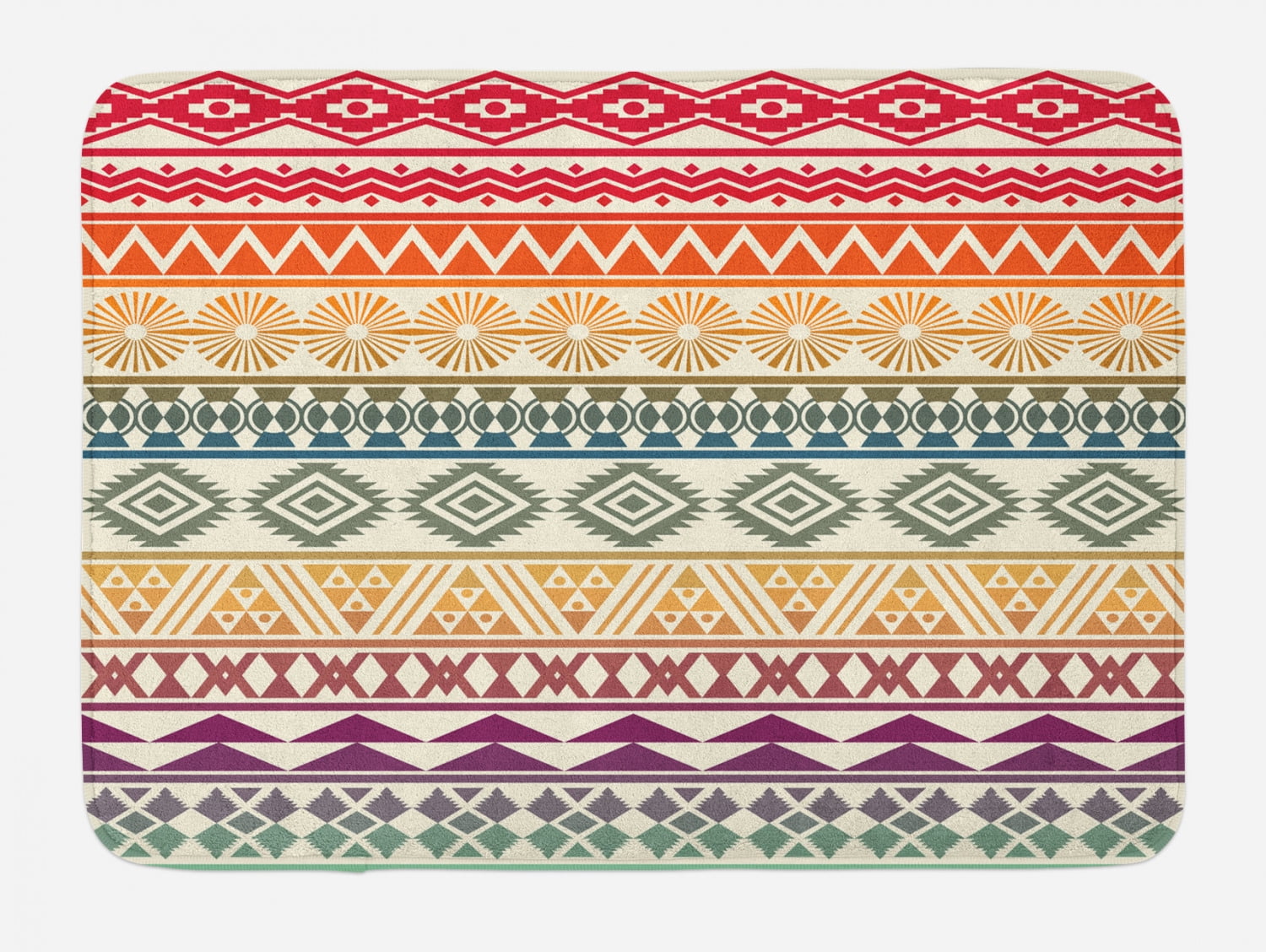 Aztec Bath Mat, Tribal Old Fashioned Mexican Trippy Geometric Zig Zag ...