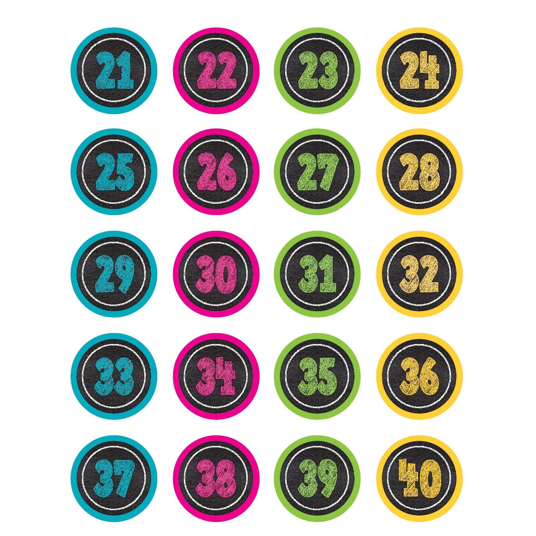 Teacher Created Resources Chalkboard Brights Numbers Stickers, 120 Per Pack, 6 Packs