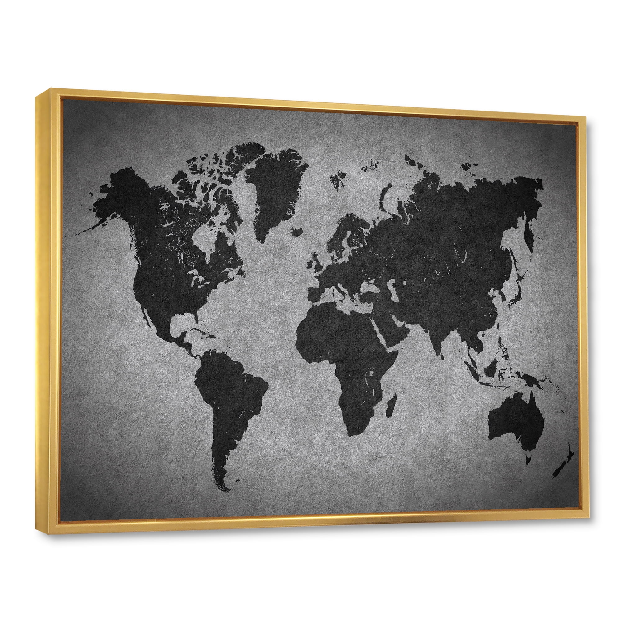 Designart 'Ancient World Map IX' Vintage Framed Canvas Wall Art Print