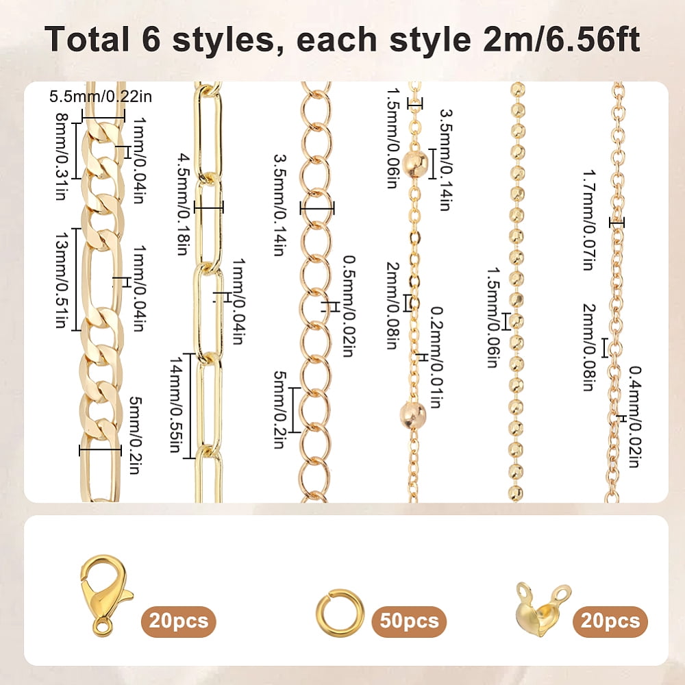 DIY Brass Bracelets Necklaces Jewelry Making Kits Real 18K Gold Plated 2~75x2~96x0.2~1mm Hole: 1~4mm