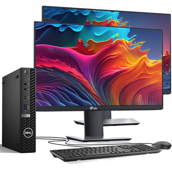 Restored Dell OptiPlex 7080 Desktop Computer – Intel Core i5-10th Gen – 16GB DDR4 RAM – 256GB SSD – 2x22" LED Monitor – Built-in Wi-Fi, Wireless Keyboard & Mouse –Windows 11 Pro (Refurbished)