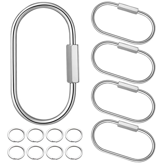 Sadocom 5 Pack Silvery Key Rings, Screw Lock Carabiner Keychain, Locking Key Organizer, Handbag Charm Pendant, Clip for Outdoor Bluetooth speaker