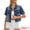 Blue, variant on DARING DIVA Women's Short Sleeve Button Up Ripped Frayed Cropped Jean Jacket S Gray Blue