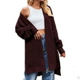 thumbnail image 2 of ICHUANYI Womens Trendy Soft Casual Solid Knit Sweater Open Front Long Sleeve Side Slit Long Cardigans Fall Winter Outwear Coat, 2 of 3
