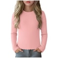 thumbnail image 2 of jobturf Girls Long Sleeve Shirts Trendy Cute Scallop Trim Blouses Spring Comfy Going Out Tops 100 Days of School Shirt Size 5-16 Years, 2 of 7