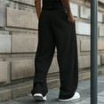 thumbnail image 5 of Domuza Men's Barrel Sweatpants 2026 Baggy Wide Leg Pants Casual Elastic Waisted Drawstring Sweat Pants Joggers with Pockets Black 2XL, 5 of 5