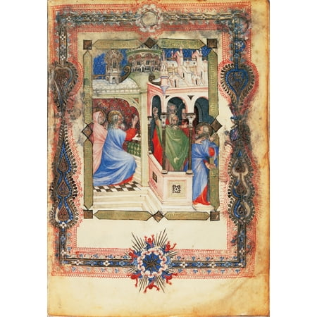 From The Offiziolo Of Gian Galeazzo Visconti Rejection Of Joachims Sacrifice Canvas Art - (24 x 36)